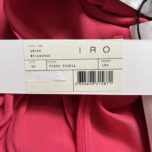 IRO Paris Sense Button Detail Crepe Blouse Pink Mock Neck Women's 8 Statement - Picture 16 of 16